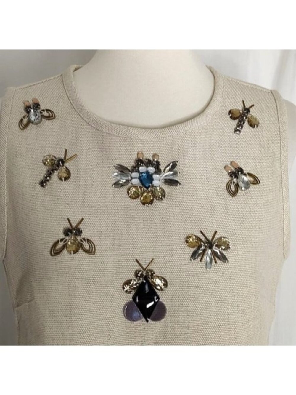 Banana Republic Embellished Linen & Cotton Structured Shell Top S - Picture 4 of 13